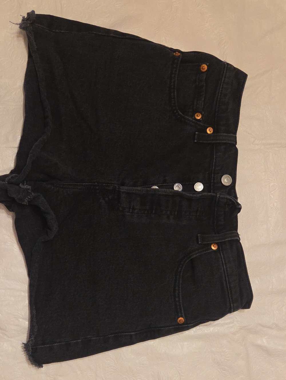 Levi’s Premium Ribcage Black Button Fly Denim Shorts